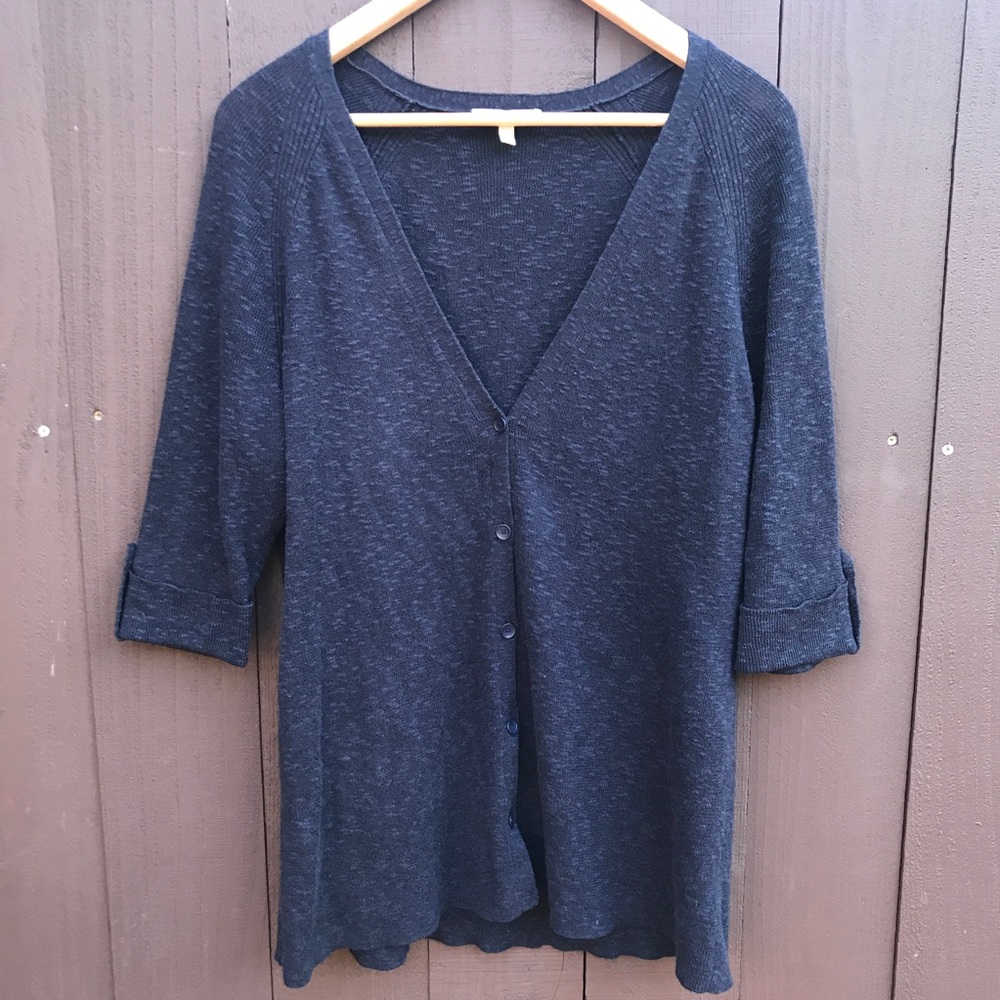 Eileen Fisher | Navy 3/4 sleeve | Cardigan | L